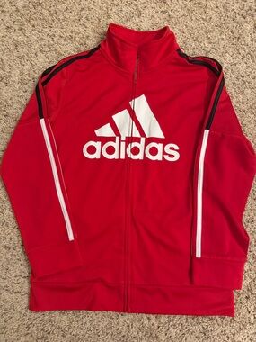 adidas Red Track Jacket with White Logo